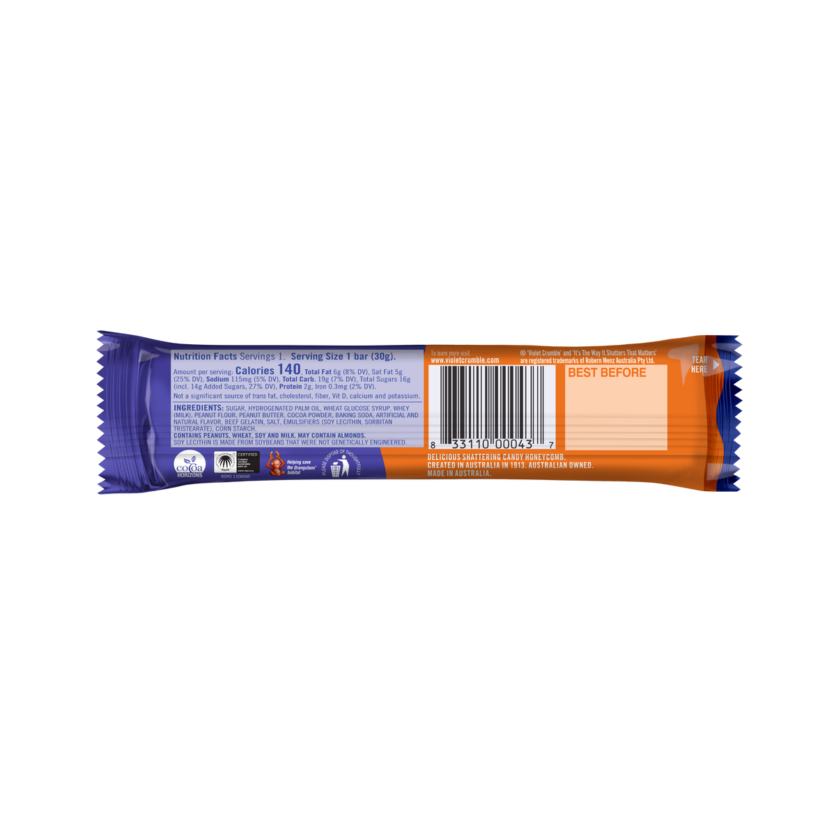 Violet Crumble Peanut Butter Bar
