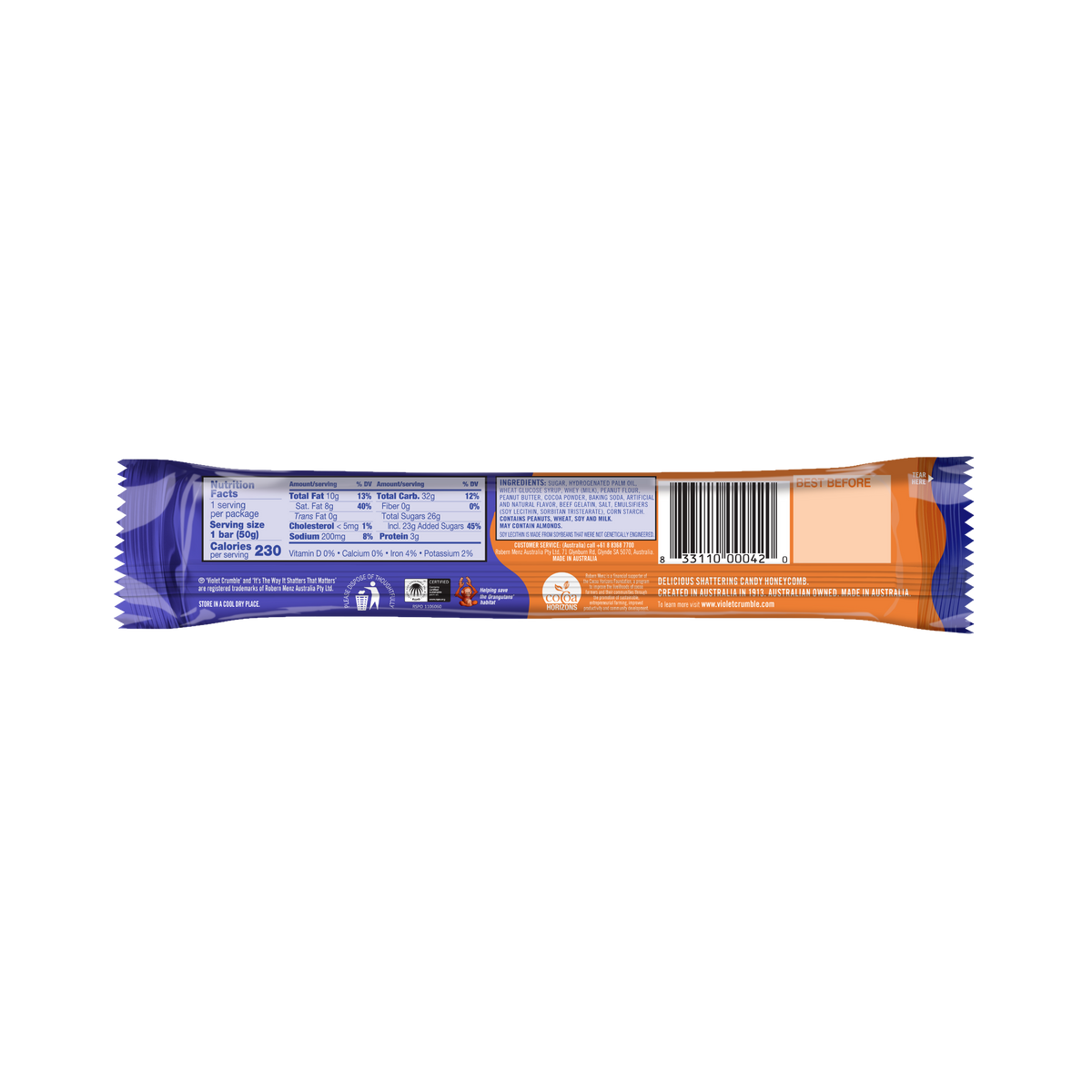 Violet Crumble Peanut Butter Bar